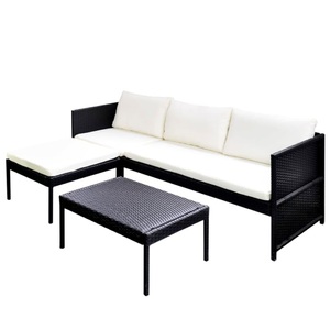 vidaXL, vidaXL 3-tlg. Garten-Lounge-Set mit Auflagen Poly Rattan Schwarz, 