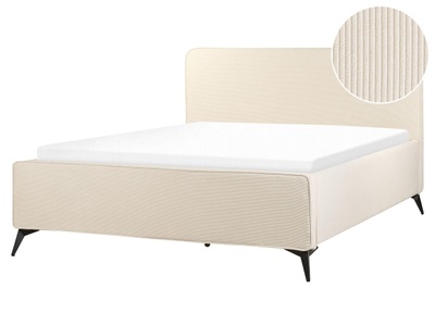 Beliani, Bett mit Lattenrost aus Cord Klassisch VALOGNES Bett mit Lattenrost aus Cord Klassisch VALOGNES