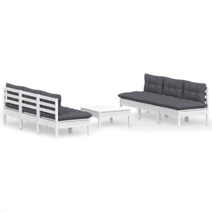 vidaXL, vidaXL 7-tlg. Garten-Lounge-Set mit Anthrazit Kissen Kiefernholz