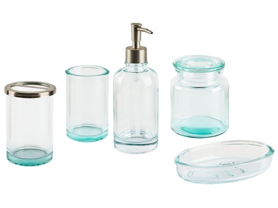 Beliani, Beliani Badezimmer Set 5-teilig Glas mintgrün AMARGA, Beliani - Badaccessoires Set 5-teilig aus Glas Modern AMARGA, One Size, Mint
