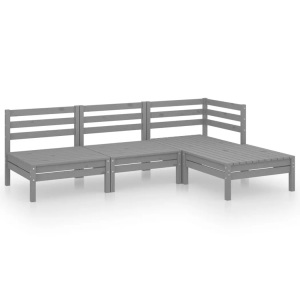 vidaXL, vidaXL 4-tlg. Garten-Lounge-Set Massivholz Kiefer Grau