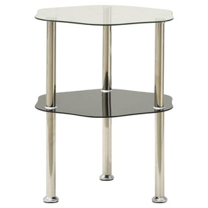 vidaXL, vidaXL Beistelltisch 2 Ablagen Transparent Schwarz 38x38x50cm Hartglas