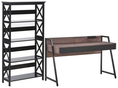 Beliani, Beliani Büromöbel-Set dunkler Holzfabton / schwarz FOSTER/HARWICH Büromöbel, 