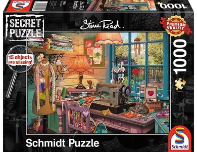 Schmidt Spiele, Schmdit 59654 - Steve Read, Im Nähzimmer, Secret-Puzzle,, Im Nähzimmer (Puzzle)
