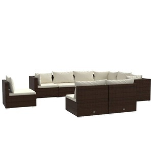 vidaXL, vidaXL 9-tlg. Garten-Lounge-Set mit Kissen Poly Rattan Braun, vidaXL 9-tlg. Garten-Lounge-Set mit Kissen Poly Rattan Braun