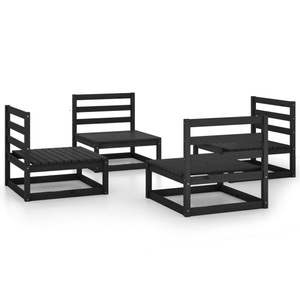 vidaXL, vidaXL 4-tlg. Garten-Lounge-Set Schwarz Massivholz Kiefer