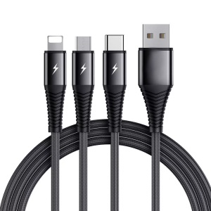 B2X, B2X - 3-in-1-Kabel Lightning, USB-C, Micro-USB, 3A, 1,2 m ? Schwarz, One Size