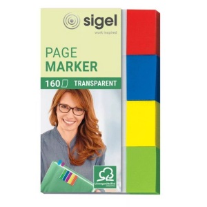 Sigel, Sigel Haftmarker HN670 4 Block/Pack. Blau, Gelb, Grün, Rot, Sigel Haftnotizen, Transparent, 20mm x 50mm, 4-farbig assortiert, HN670, (4 x 40 Streifen)