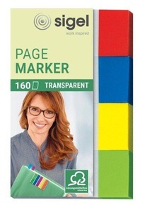 Sigel, Sigel Haftmarker HN670 4 Block/Pack. Blau, Gelb, Grün, Rot, Sigel Haftnotizen, Transparent, 20mm x 50mm, 4-farbig assortiert, HN670, (4 x 40 Streifen)