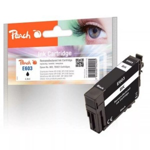 Peach, Peach Tintenpatrone schwarz kompatibel zu Epson No. 603, T03U1, Peach E603 BK Druckerpatrone bk ersetzt Epson No. 603BK, C13T03U14010 für z.B. Epson Expression Home XP -2100, Epson Expression Home XP -2105