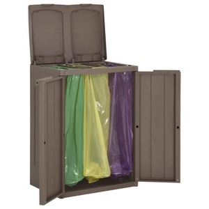 vidaXL, vidaXL Mülleimer mit 2 Klappen Braun 65x45x88 cm PP, 