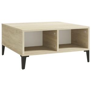 vidaXL, vidaXL Couchtisch Weiß Sonoma-Eiche 60x60x30 cm Spanplatte