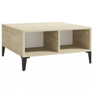 vidaXL, vidaXL Couchtisch Weiß Sonoma-Eiche 60x60x30 cm Spanplatte