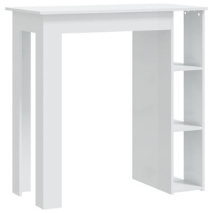 vidaXL, vidaXL Bartisch mit Regal Hochglanz-Weiß 102x50x103,5 cm Holzwerkstoff, vidaXL Bartisch mit Regal Hochglanz-Weiß 102x50x103,5 cm Holzwerkstoff