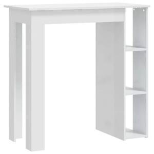 vidaXL, vidaXL Bartisch mit Regal Hochglanz-Weiß 102x50x103,5 cm Holzwerkstoff, vidaXL Bartisch mit Regal Hochglanz-Weiß 102x50x103,5 cm Holzwerkstoff