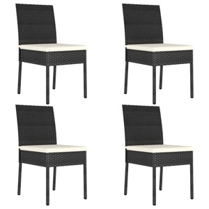 vidaXL, vidaXL Garten-Essstühle 4 Stk. Poly Rattan Schwarz, vidaXL Garten-Essstühle 4 Stk. Poly Rattan Schwarz