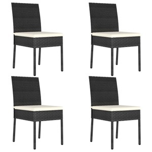 vidaXL, vidaXL Garten-Essstühle 4 Stk. Poly Rattan Schwarz