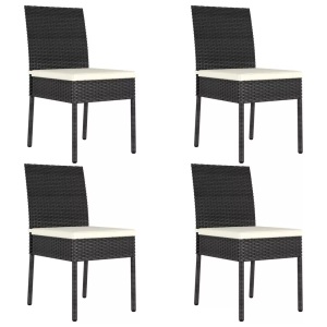 vidaXL, vidaXL Garten-Essstühle 4 Stk. Poly Rattan Schwarz, vidaXL Garten-Essstühle 4 Stk. Poly Rattan Schwarz
