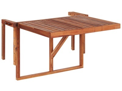 Beliani, Beliani Balkonhängetisch Akazienholz höhenverstellbar 60 x 40 cm dunkelbraun UDINE Balkontisch, Beliani - Balkontisch aus Akazienholz Boho UDINE, One Size, Braun Leder