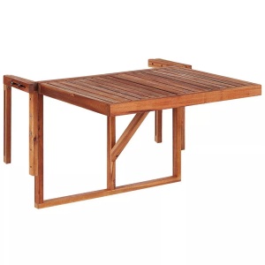 Beliani, Beliani Balkonhängetisch Akazienholz höhenverstellbar 60 x 40 cm dunkelbraun UDINE Balkontisch, Beliani - Balkontisch aus Akazienholz Boho UDINE, One Size, Braun Leder