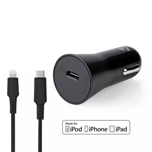 Nedis, Autoladegerät | 20 W | 1,67 / 2,22 / 3,0 A | Anzahl Der Ausgänge: 1 | Anschlusstyp: Usb-c? | Lightning 8-pin (lose) Kabel | 1,0 M | Automatische Spannungswahl Unisex  ONE SIZE