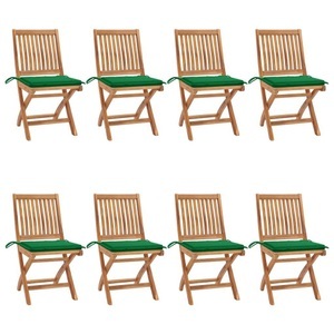 vidaXL, vidaXL Klappbare Gartenstühle mit Kissen 8 Stk. Massivholz Teak