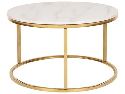 Beliani, Beliani Couchtisch weiss/Gold Marmor Optik CORAL, Beliani - Couchtisch aus Edelstahl Modern CORAL, One Size, Perle