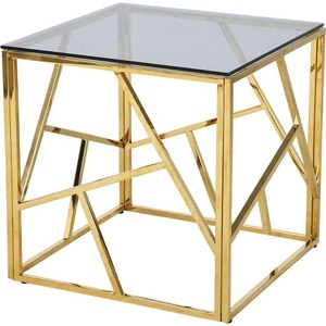 mutoni casual, Beistelltisch Klubstix Metall Glas gold grau 55, SalesFever Beistelltisch, Gestell gefertigt aus rostfreiem Edelstahl