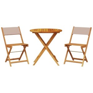 vidaXL, vidaXL 3-tlg. Bistro-Set Taupe Stoff und Massivholz