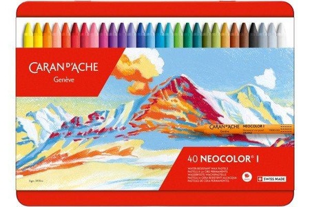 Caran d'ache, Caran d`Ache Caran d'Ache Neocolor 1 40, Caran d'Ache Wachsmalstift, Neocolor 1, Metallbox, 7000.340, (40 Farben assortiert)