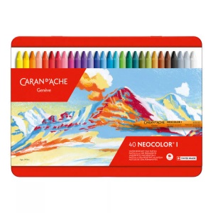 Caran d'ache, Caran d`Ache Caran d'Ache Neocolor 1 40, Caran d'Ache Wachsmalstift, Neocolor 1, Metallbox, 7000.340, (40 Farben assortiert)