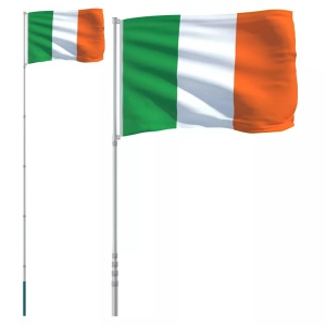 vidaXL, vidaXL Flagge Irlands mit Mast 5,55 m Aluminium, vidaXL Flagge Irlands mit Mast 5,55 m Aluminium