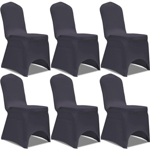vidaXL, vidaXL Stretch Stuhlbezug 6 Stück Anthrazit, vidaXL Stretch Stuhlbezug 6 Stück Anthrazit