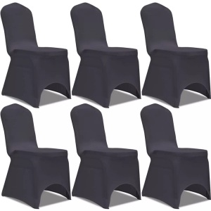 vidaXL, vidaXL Stretch Stuhlbezug 6 Stück Anthrazit, vidaXL Stretch Stuhlbezug 6 Stück Anthrazit