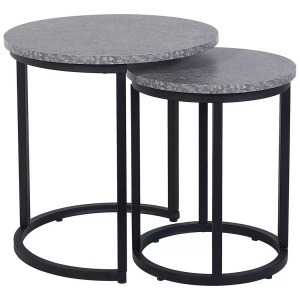 Beliani, Beliani Beistelltisch 2er Set Betonoptik/schwarz DIXIE, Beliani - Beistelltisch 2er Set aus MDF-Platte Modern DIXIE, One Size, Taubengrau