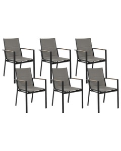 Beliani, Beliani Gartenstuhl Aluminium schwarz 6er Set BUSSETO, Beliani - Gartenstuhl 6er Set aus Aluminium Modern BUSSETO, One Size, Schwarz