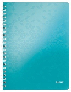 Leitz, LEITZ Spiralbuch WOW PP A4 46380051 eisblau 80 Blatt, Leitz Spiralbuch WOW, PP, A4, eisblau metallic, 4638-00-51, (80 Blatt)
