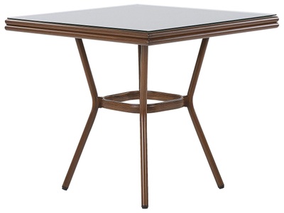 Beliani, Beliani Gartentisch Aluminium grau / dunkler Holzfarbton 80 x 80 cm Caspri, 