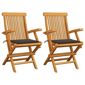 vidaXL, vidaXL Gartenstühle mit Taupe Kissen 2 Stk. Massivholz Teak