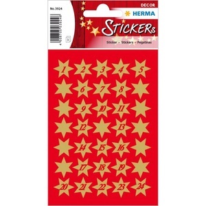 HERMA, HERMA Adventskalender-Zahlen Sticker Gold, 3 Blatt, 