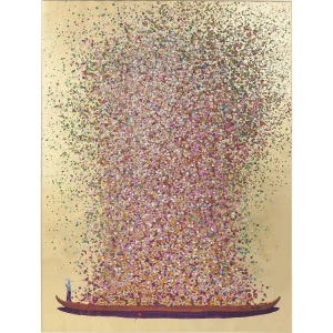 KARE, KARE Design Bild »Touched Flower Boat«, KARE Wandbild »Touched Flower Boat 100 x 80 cm, Goldfarben/Pink«