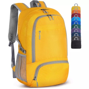 Only-bags.store, Leichter Faltbarer Rucksack-packbare Rucksäcke, Kleine Faltbare Rucksäcke Wanderrucksack Wasserdicht Unisex Gelb ONE SIZE
