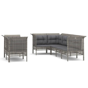 vidaXL, vidaXL 7-tlg. Garten-Lounge-Set mit Kissen Grau Poly Rattan