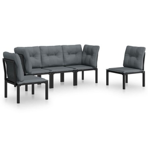 vidaXL, vidaXL 5-tlg. Garten-Lounge-Set Schwarz und Grau Poly Rattan