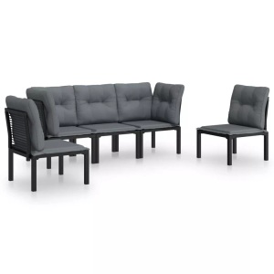 vidaXL, vidaXL 5-tlg. Garten-Lounge-Set Schwarz und Grau Poly Rattan