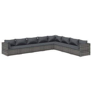 vidaXL, vidaXL 8-tlg. Garten-Lounge-Set mit Kissen Poly Rattan Grau, 