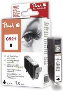 Peach, Peach XL-Tintenpatrone foto schwarz kompatibel zu Canon CLI-521bk, 2933B001, Peach C521 bk Druckerpatrone XL bkph ersetzt Canon CLI-521bk, 2933B001 für z.B. Canon Pixma MP 620, Canon Pixma MP 560, Canon Pixma MX 870