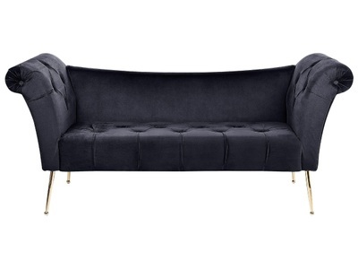 Beliani, Chaiselongue aus Samtstoff Retro NANTILLY Chaiselongue aus Samtstoff Retro NANTILLY, Beliani - Chaiselongue aus Samtstoff Retro NANTILLY, One Size, Schwarz