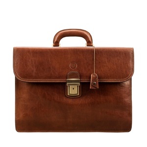 Maxwell Scott, Maxwell Scott Paolo - Leder-Aktentasche in Cognac-Braun S, Paolo2 - Aktentasche, Braun