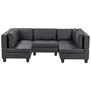 Beliani, Beliani - U-förmiges Sofa aus Kunstleder UNSTAD, One Size, Schwarz, Beliani - U-förmiges Sofa aus Kunstleder UNSTAD, One Size, Schwarz